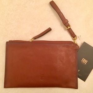 Frye Cognac Brown Leather Wristlet Wallet